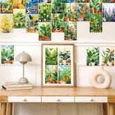 Wandcollage-Kartenset mit frischen grünen Blumen